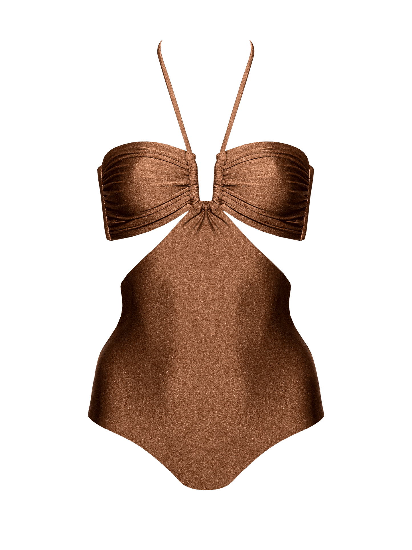 Second Skin | Shimmer ~ The Island Halter One Piece - Spice Bronze