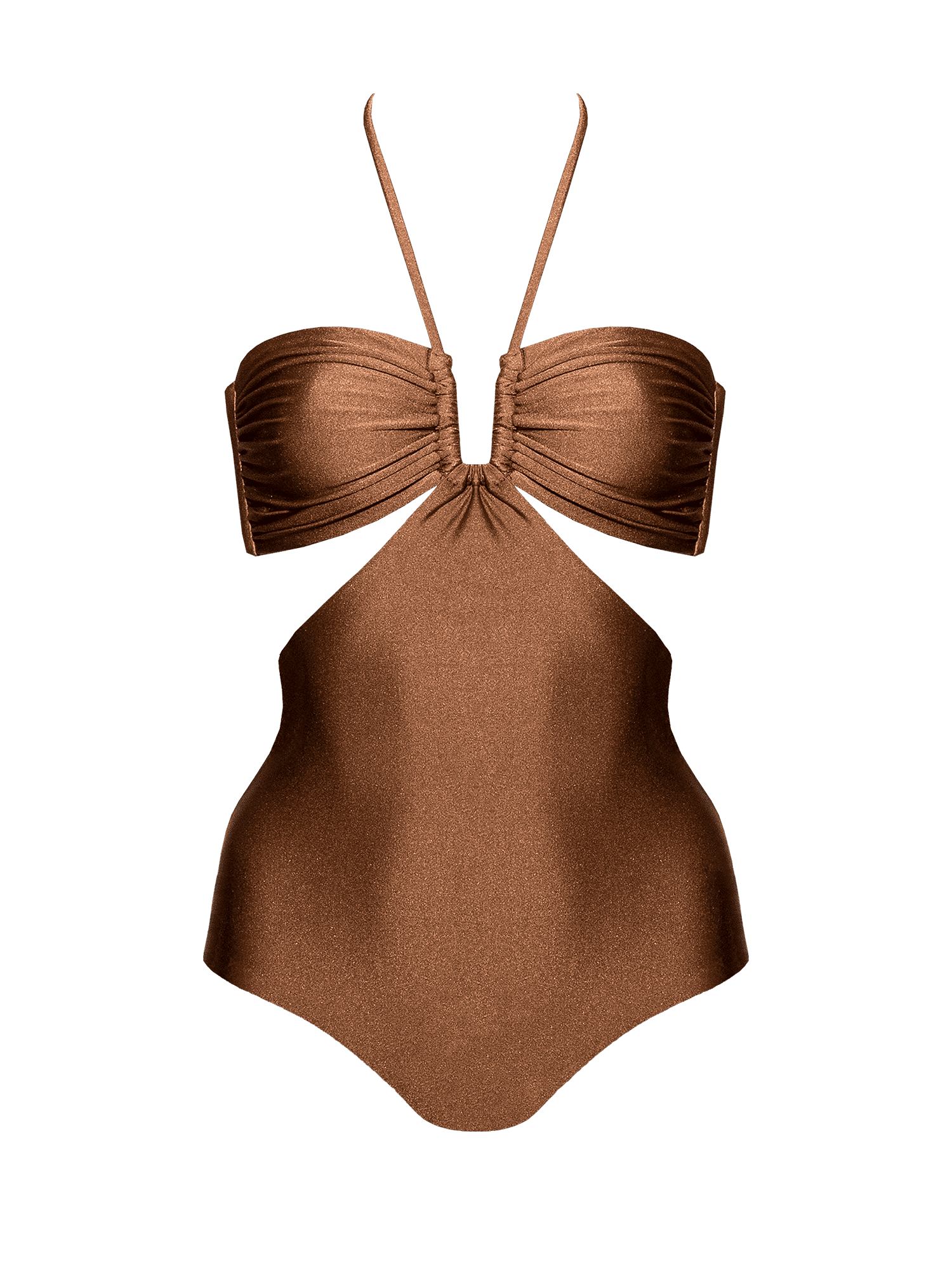 Second Skin | Shimmer ~ The Island Halter One Piece - Spice Bronze