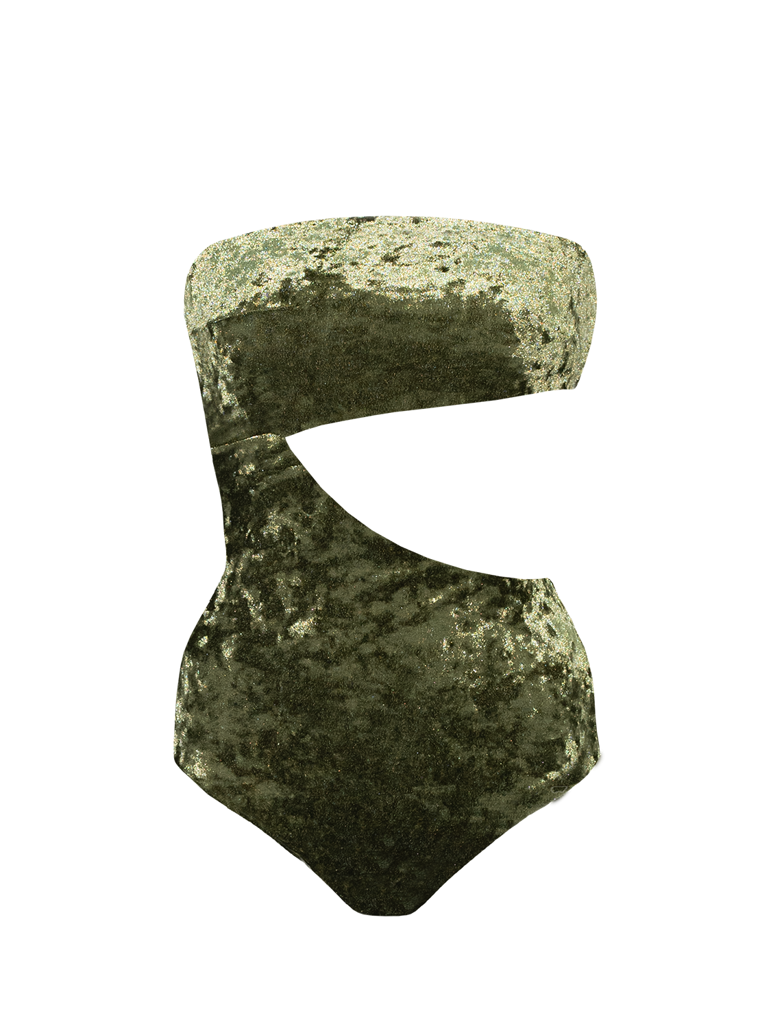 珊・蝕 ~ 平口挖洞連身泳衣 - 橄欖石