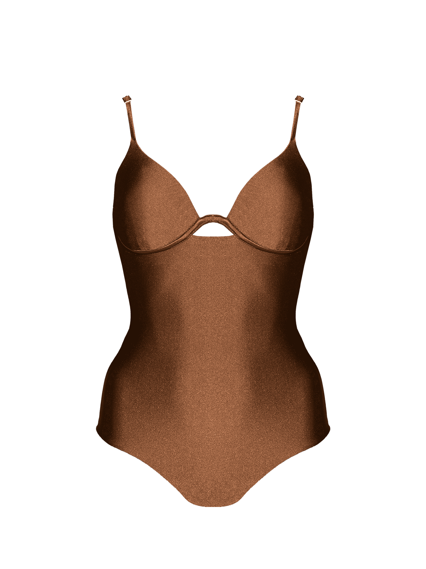 Second Skin|Shimmer ~ W-shaped Underwire One-Piece - Spice Bronze
