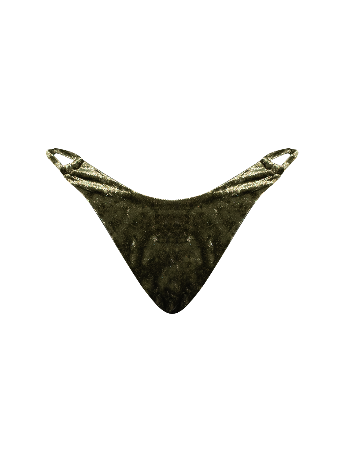 Coral Mirage | Triangle Bikini Bottom with Hoops ~ Velvet Green