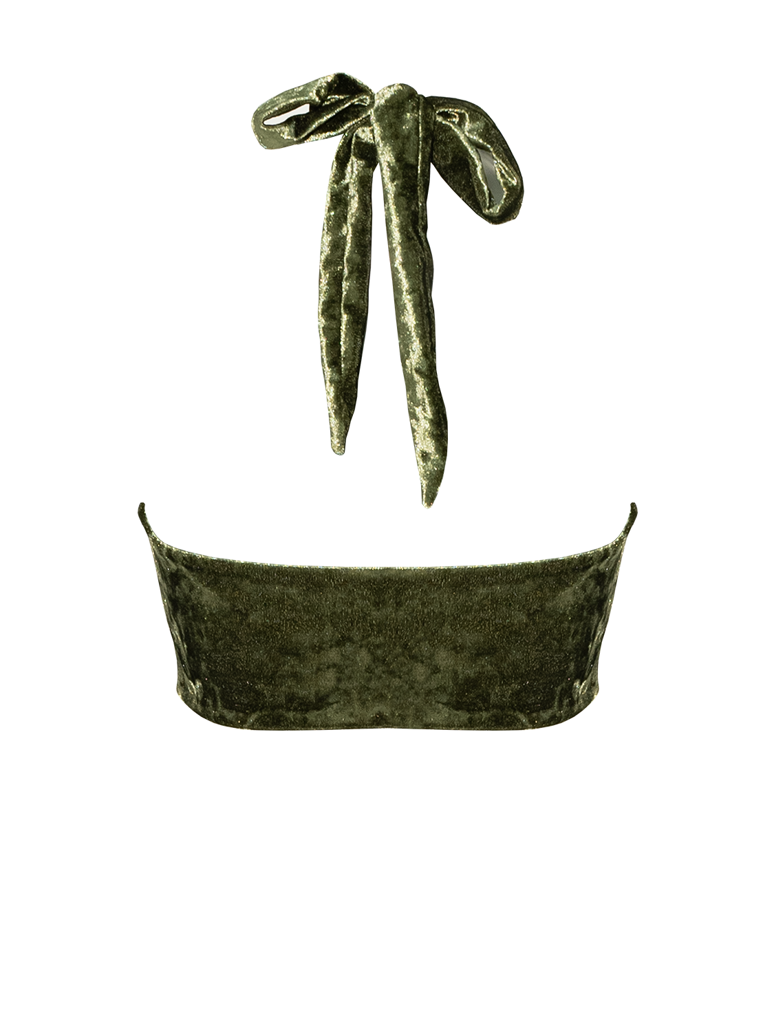 珊・蝕 ~ 交叉繞脖泳裝上衣 - 橄欖石