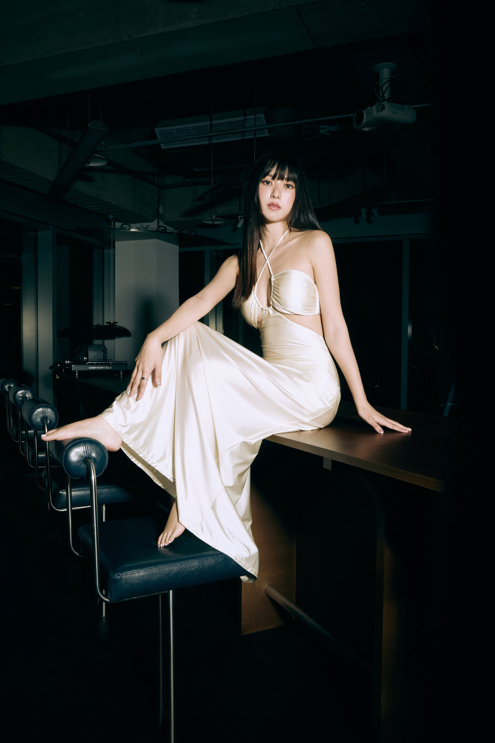 Second Skin Satiny | The Island Halter Maxi Dress ~ Pearl White