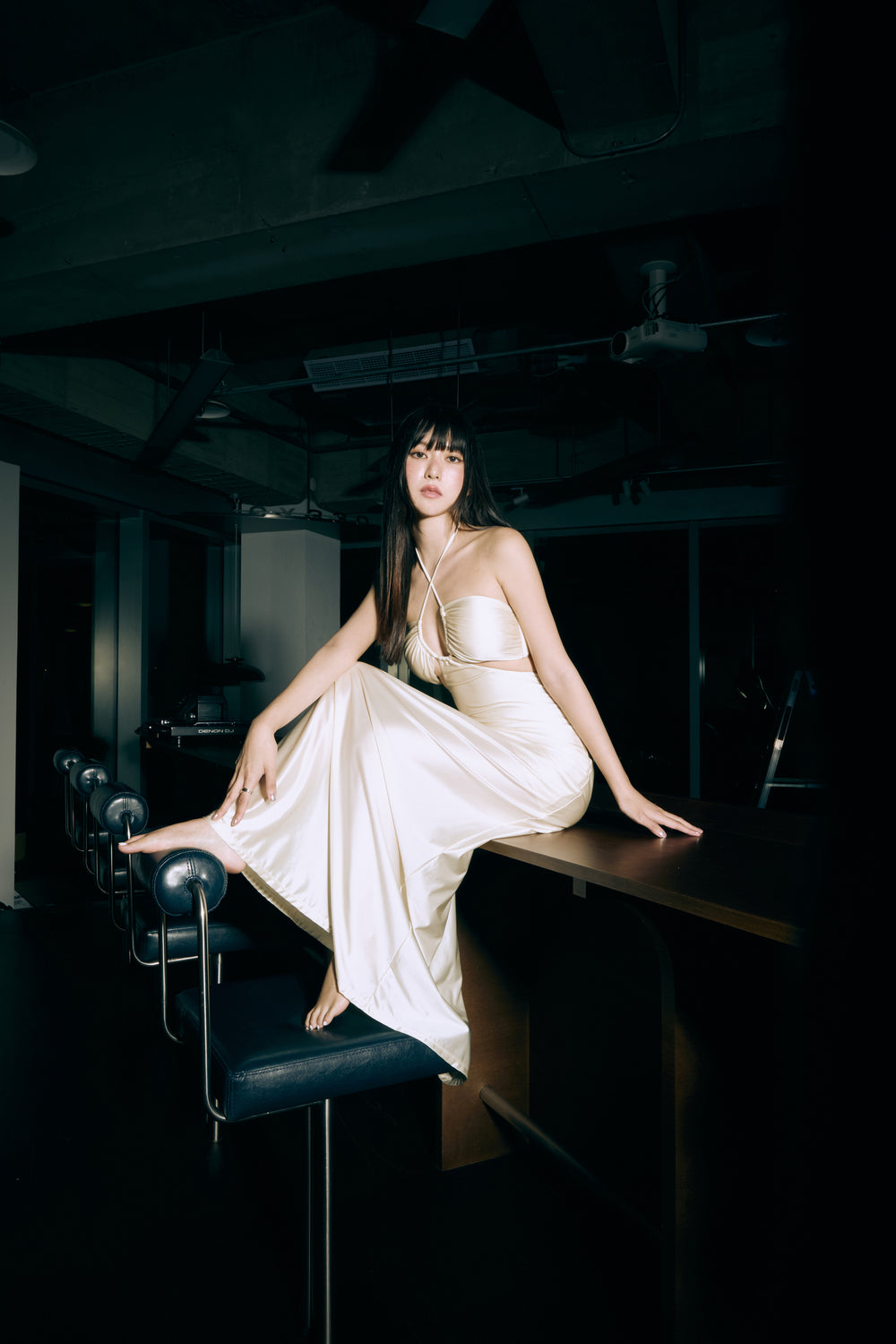 Second Skin Satiny | The Island Halter Maxi Dress ~ Pearl White