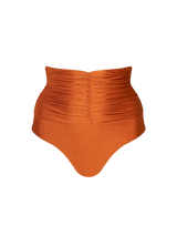 複膚|珠光 - 超高腰細摺泳褲 - 琥珀橘