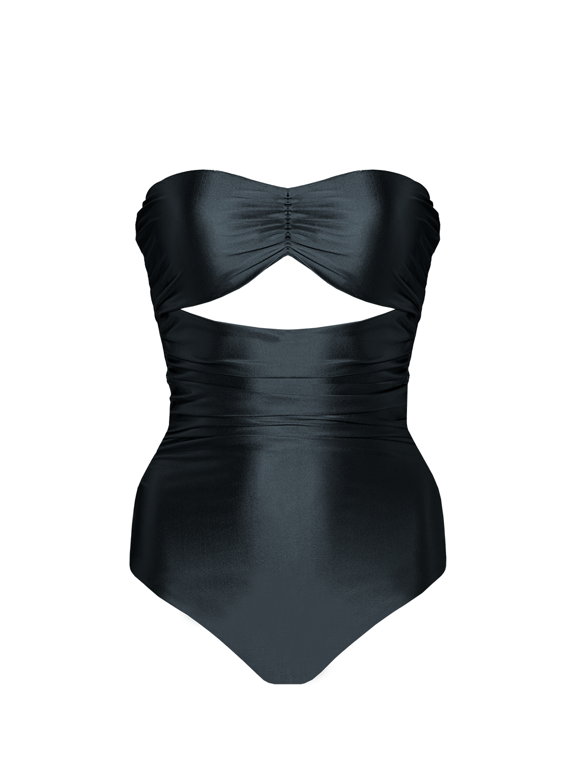 Second Skin Satiny | Sweetheart Ruched One-piece ~ Onyx Black
