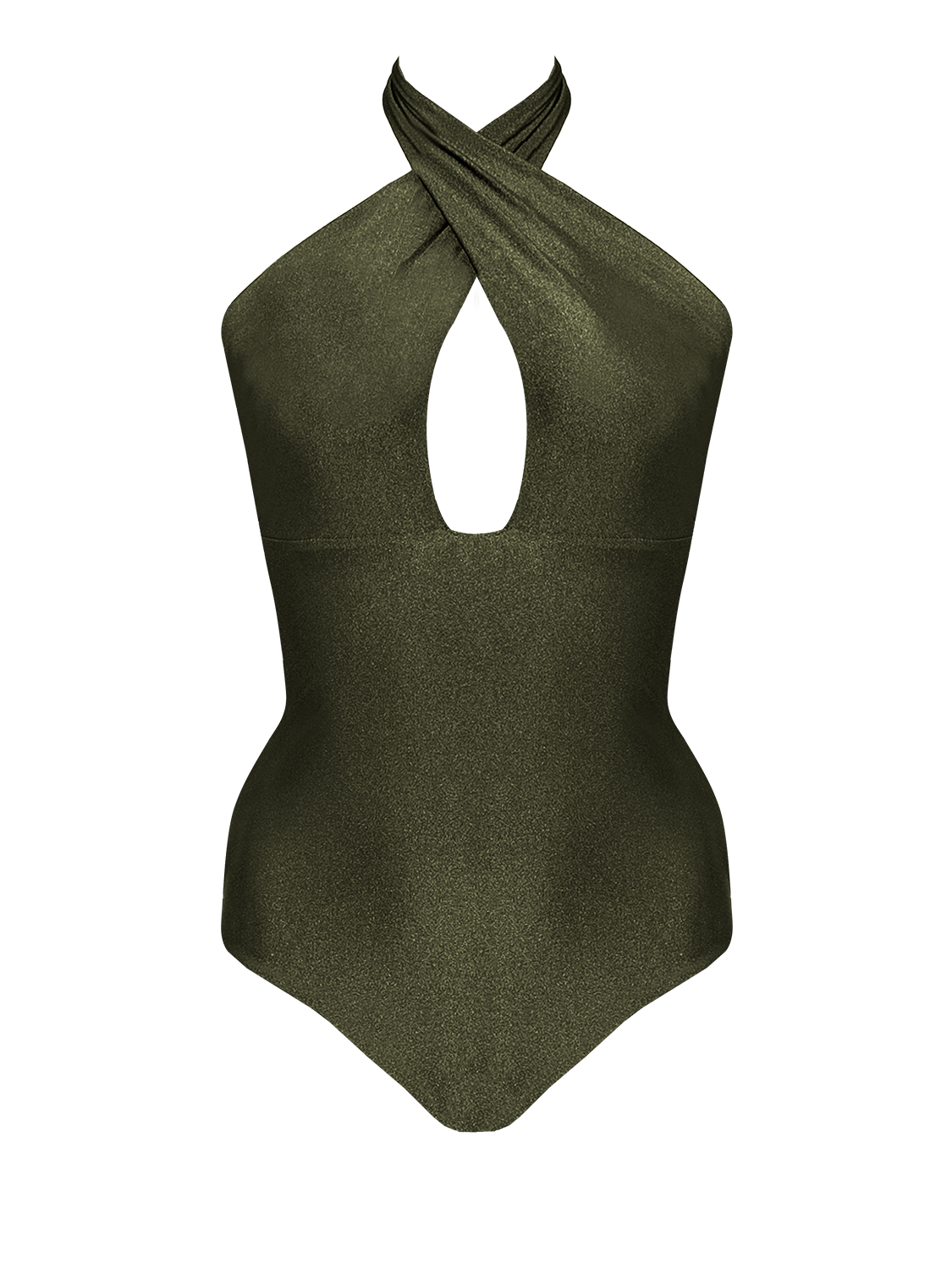 Second Skin Shimmer | Criss Cross Halterneck One-piece Swimsuit ~ Emerald Green