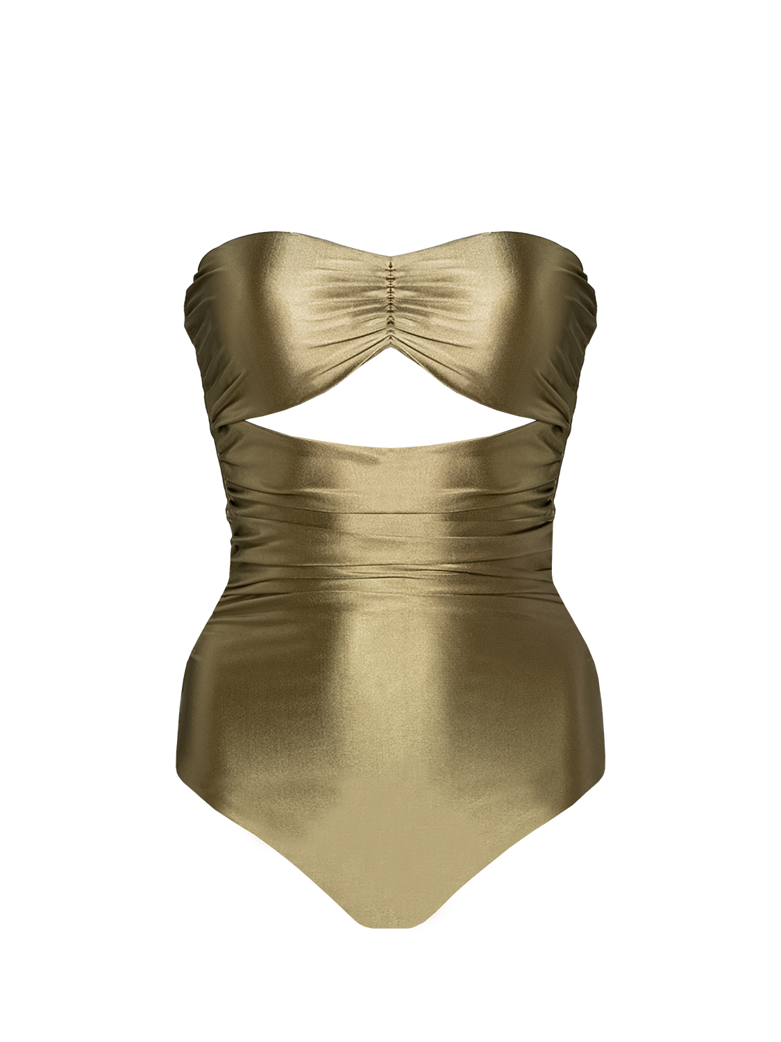 Second Skin Satiny | Sweetheart Ruched One-piece ~ Olive Green