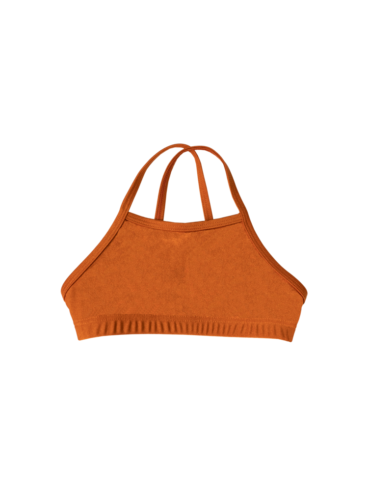 Second Skin | Shimmer ~ Ruffle-Trimmed Swimsuit Top (Kids) - Peruvian Amber
