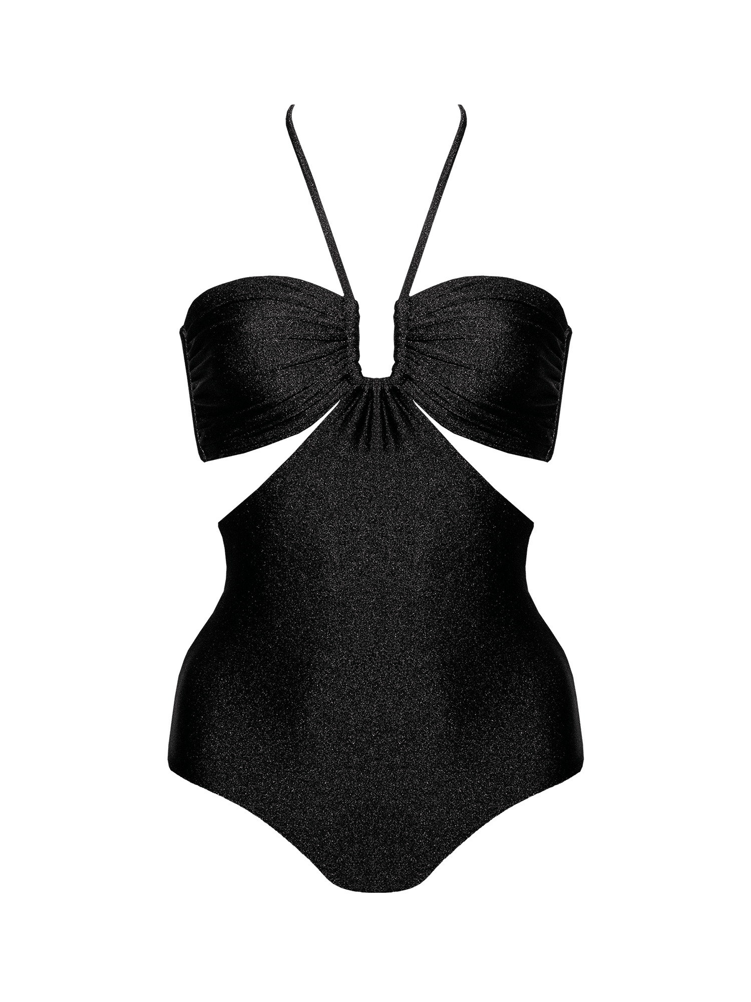 Second Skin | Shimmer ~ The Island Halter One Piece - Onyx Black