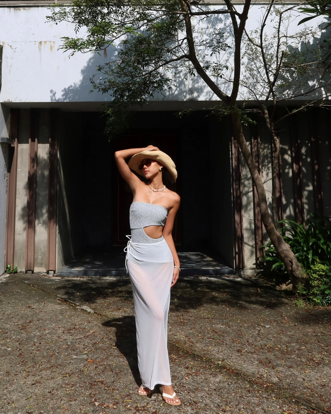 粼粼 | 平口挖洞連身泳衣 2024 - 星砂白