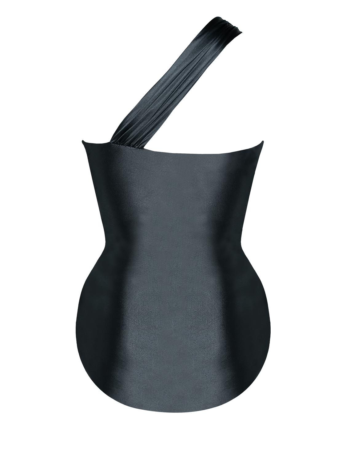 Second Skin Satiny | One Shoulder One-piece ~ Onyx Black