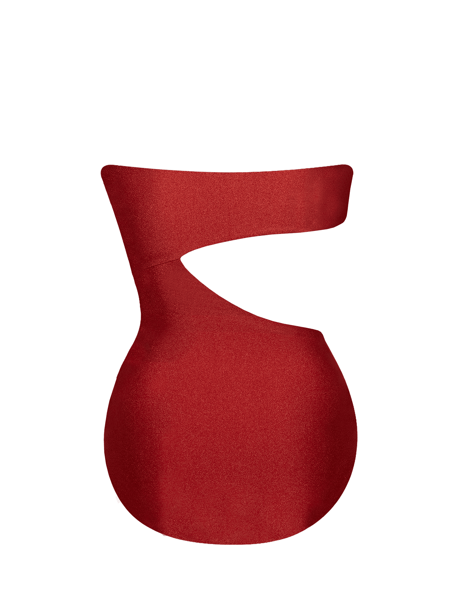 複膚/珠光 ~ 平口挖洞連身泳衣 - 榴石紅