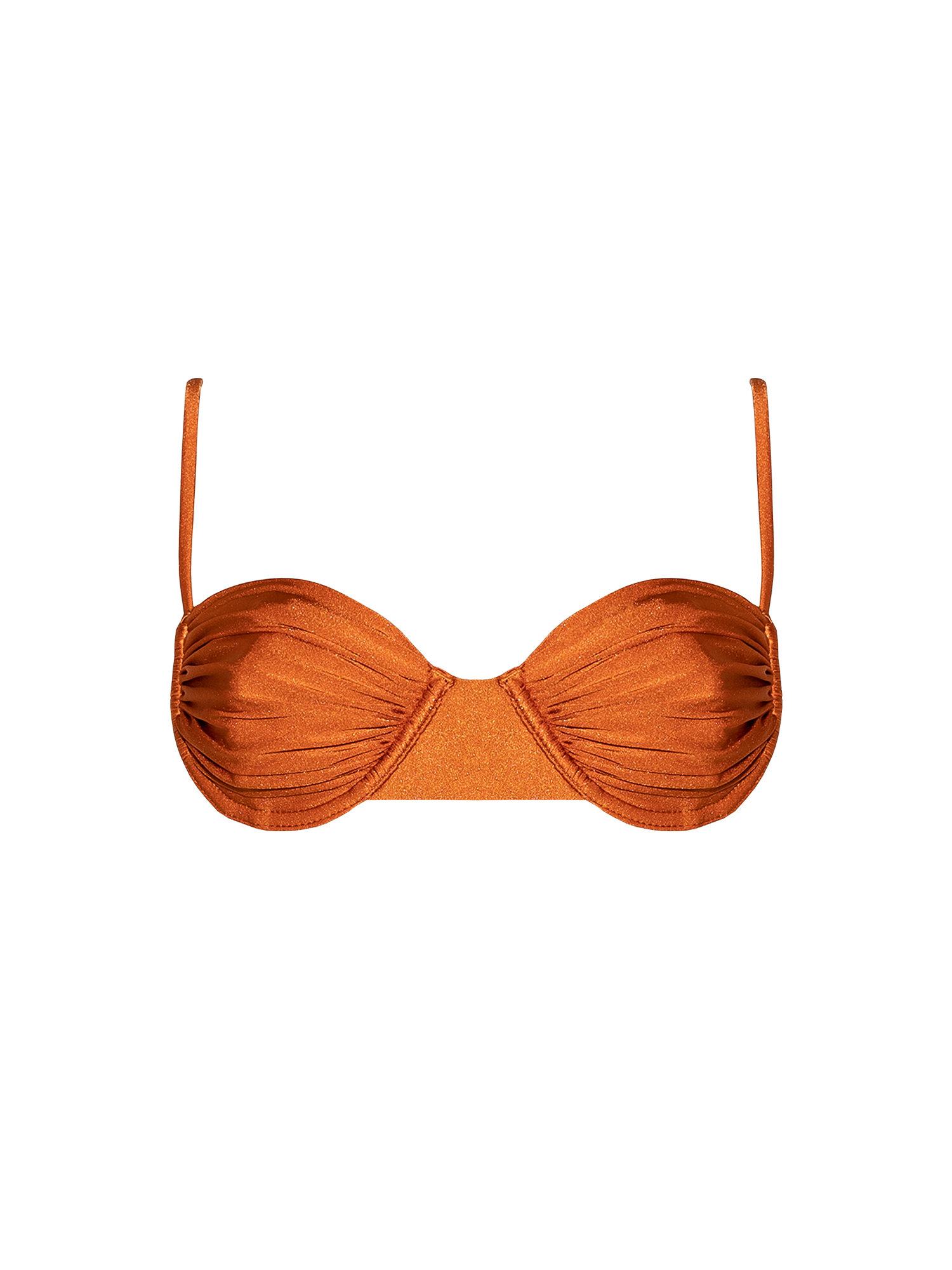 Second Skin | Shimmer ~ Underwired Ruched Bikini Top - Peruvian Amber