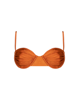 複膚/珠光 ~ 復古打摺比基尼上衣 - 琥珀橘