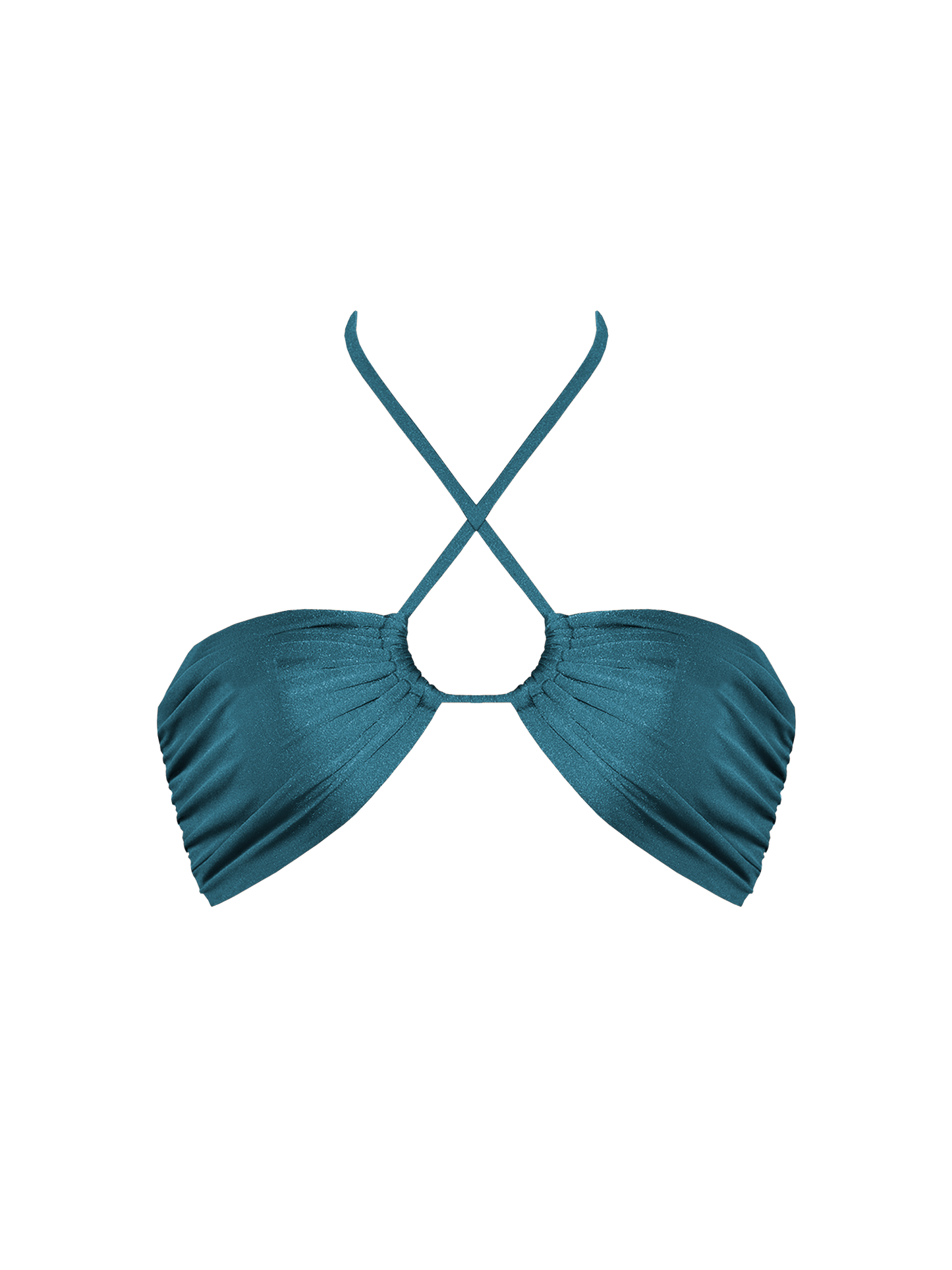 Second Skin | Shimmer ~ Halterneck Ruched Bikini Top - Tourmaline Teal