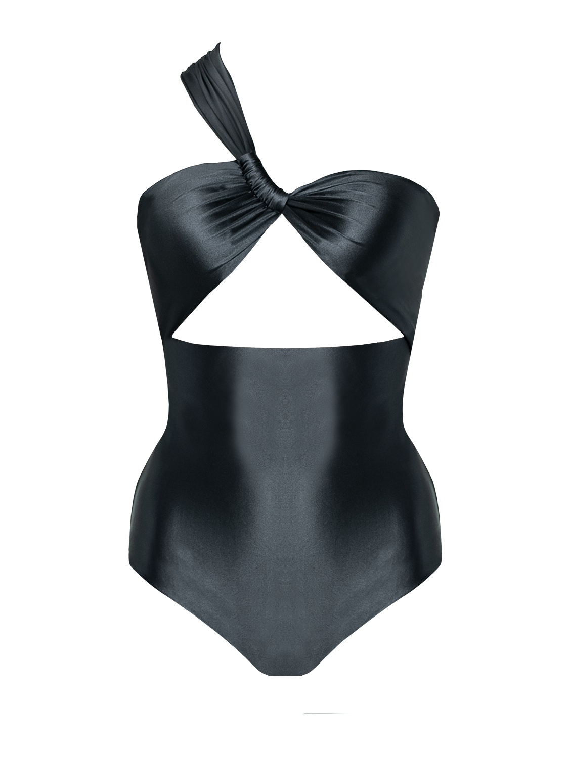 Second Skin Satiny | One Shoulder One-piece ~ Onyx Black