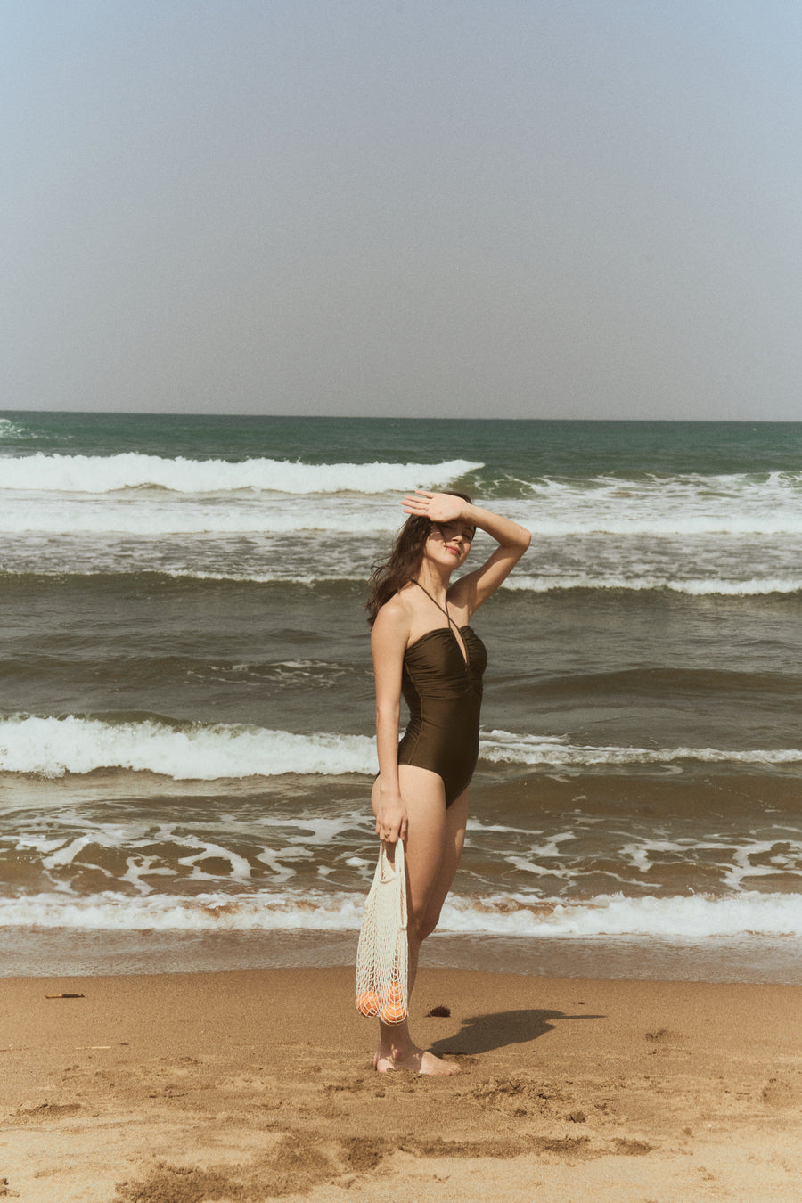 Christina x HÁI | Halter Ruched One-Piece Swimsuit - Emerald Green