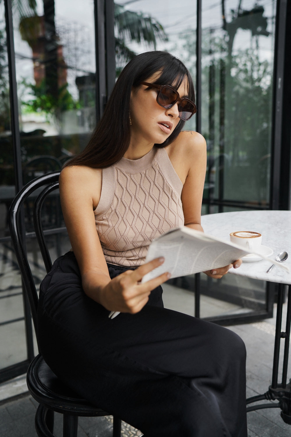 水波紋削肩連體衣