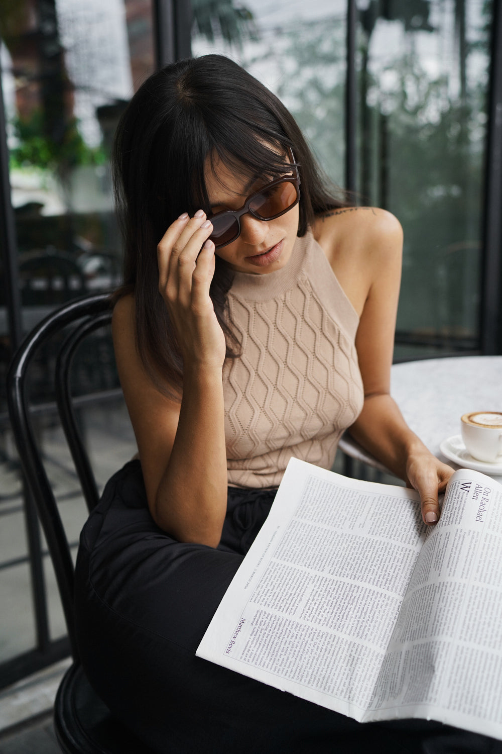 水波紋削肩連體衣