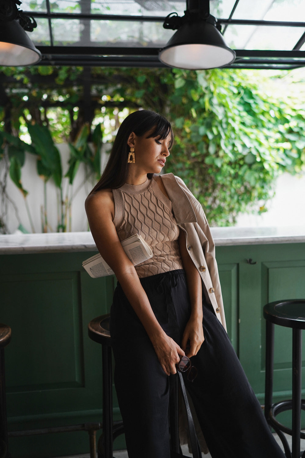 水波紋削肩連體衣