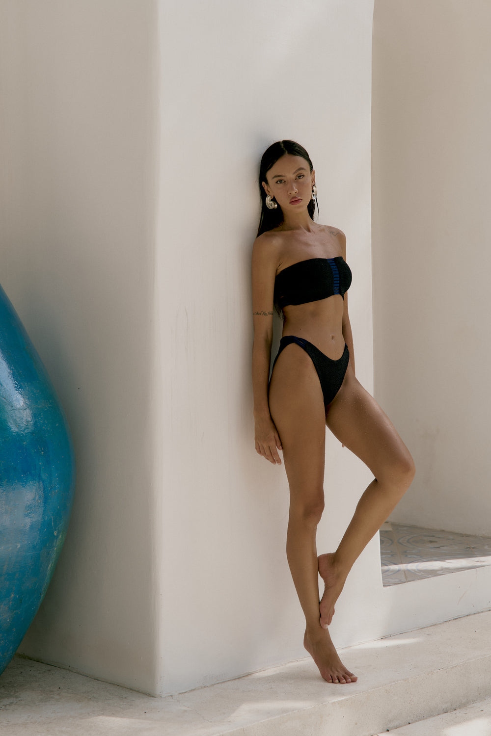 粼粼 | 彈力繩結比基尼上衣 - 深海藍