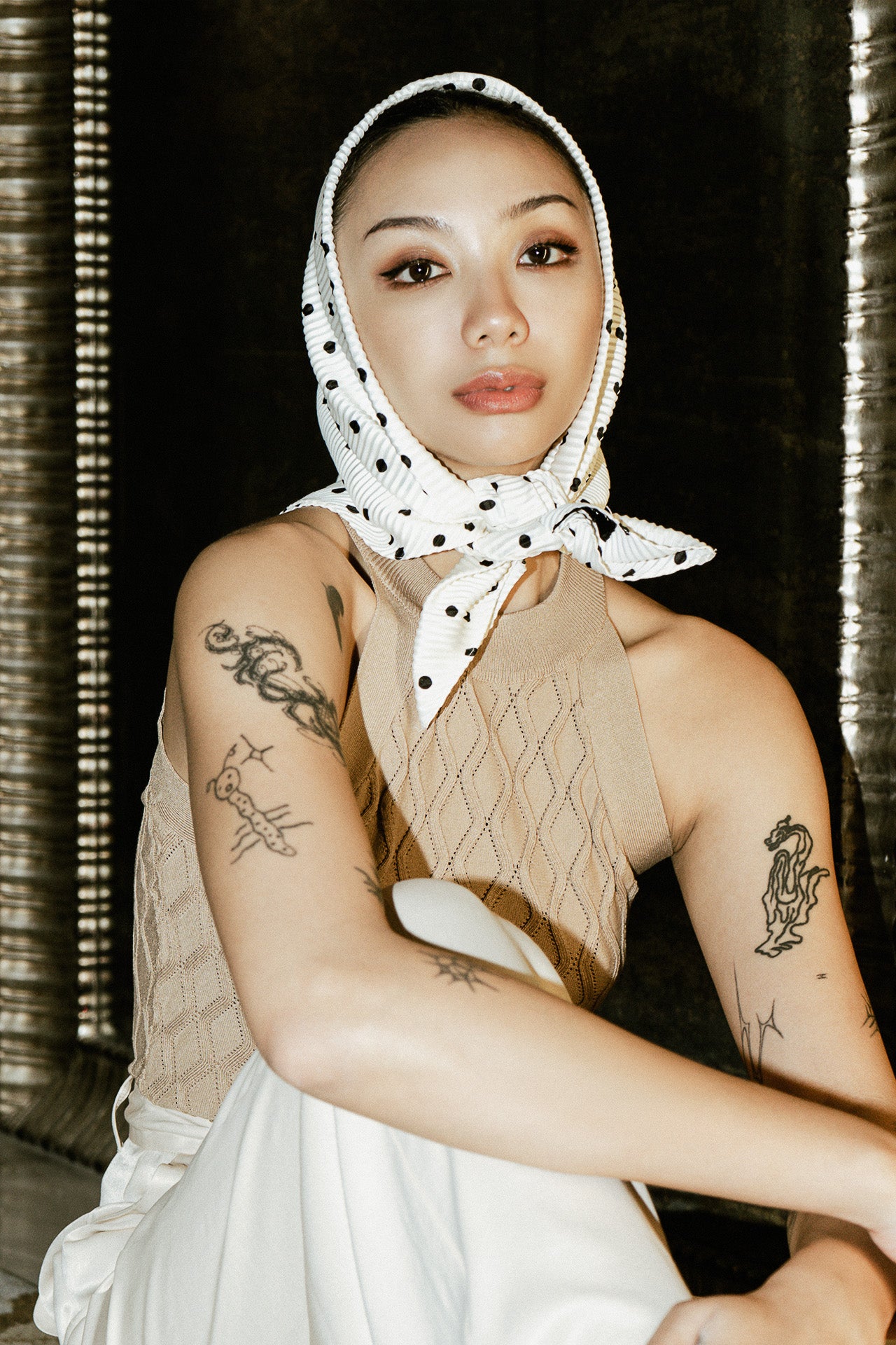 水波紋削肩連體衣