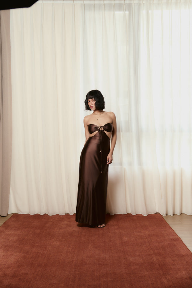 Second Skin Satiny | The Island Halter Maxi Dress ~ Maya Cocoa