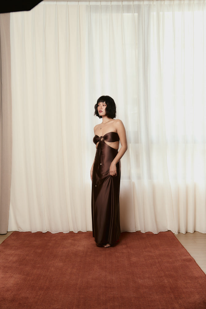 Second Skin Satiny | The Island Halter Maxi Dress ~ Maya Cocoa