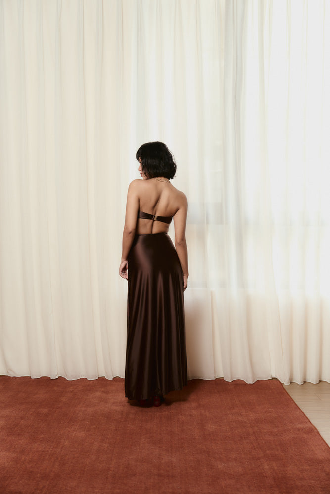 Second Skin Satiny | The Island Halter Maxi Dress ~ Maya Cocoa