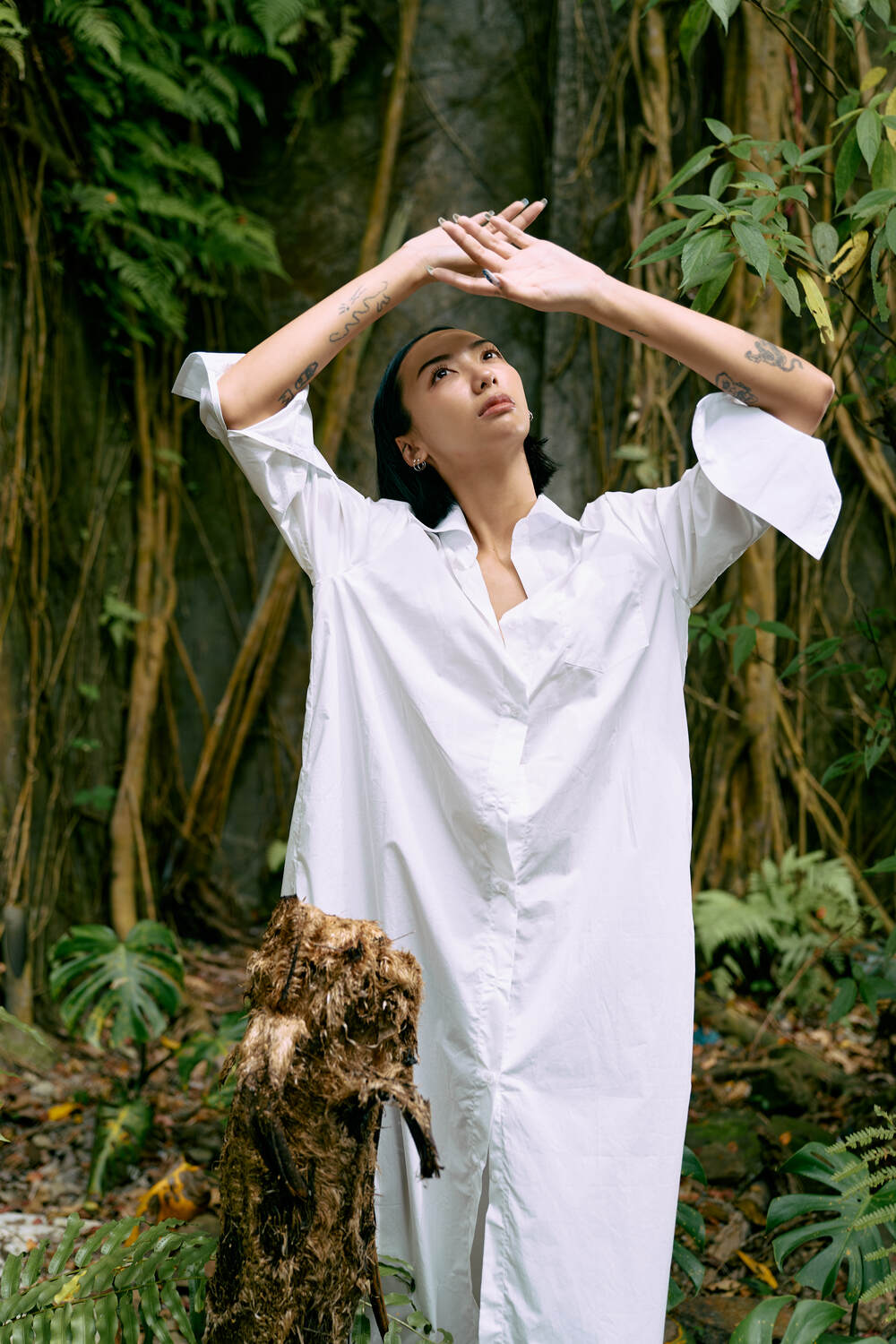 The Eco Edit ~ Relaxed Fit Boyfriend Shirt Dress - Galactic White