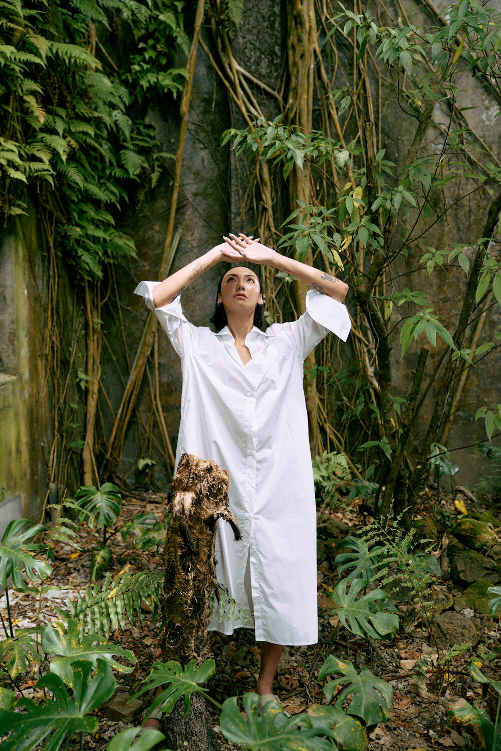 The Eco Edit ~ Relaxed Fit Boyfriend Shirt Dress - Galactic White