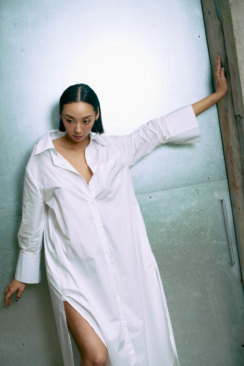 The Eco Edit ~ Relaxed Fit Boyfriend Shirt Dress - Galactic White