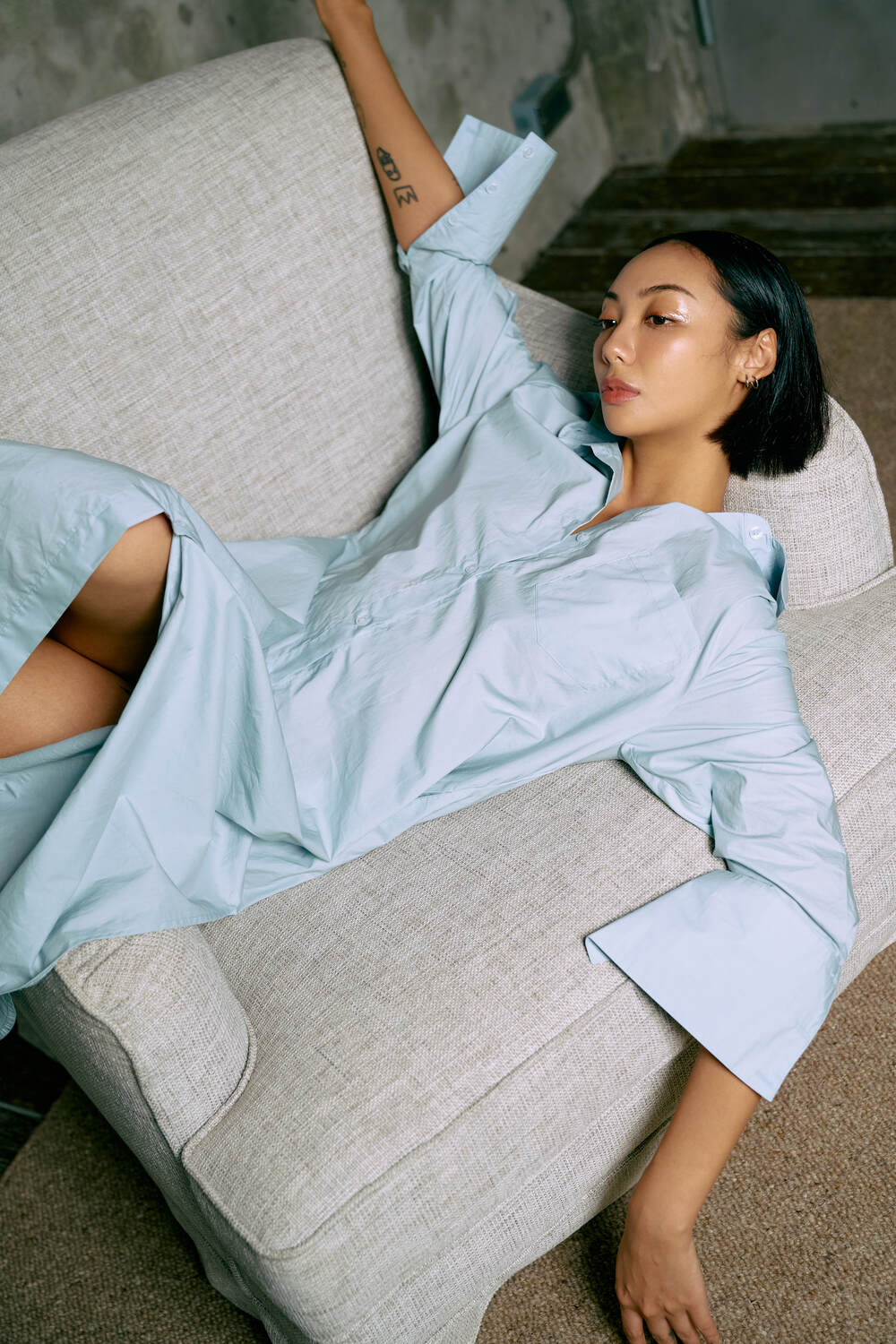 The Eco Edit ~ Relaxed Fit Boyfriend Shirt Dress - Sunrise Blue