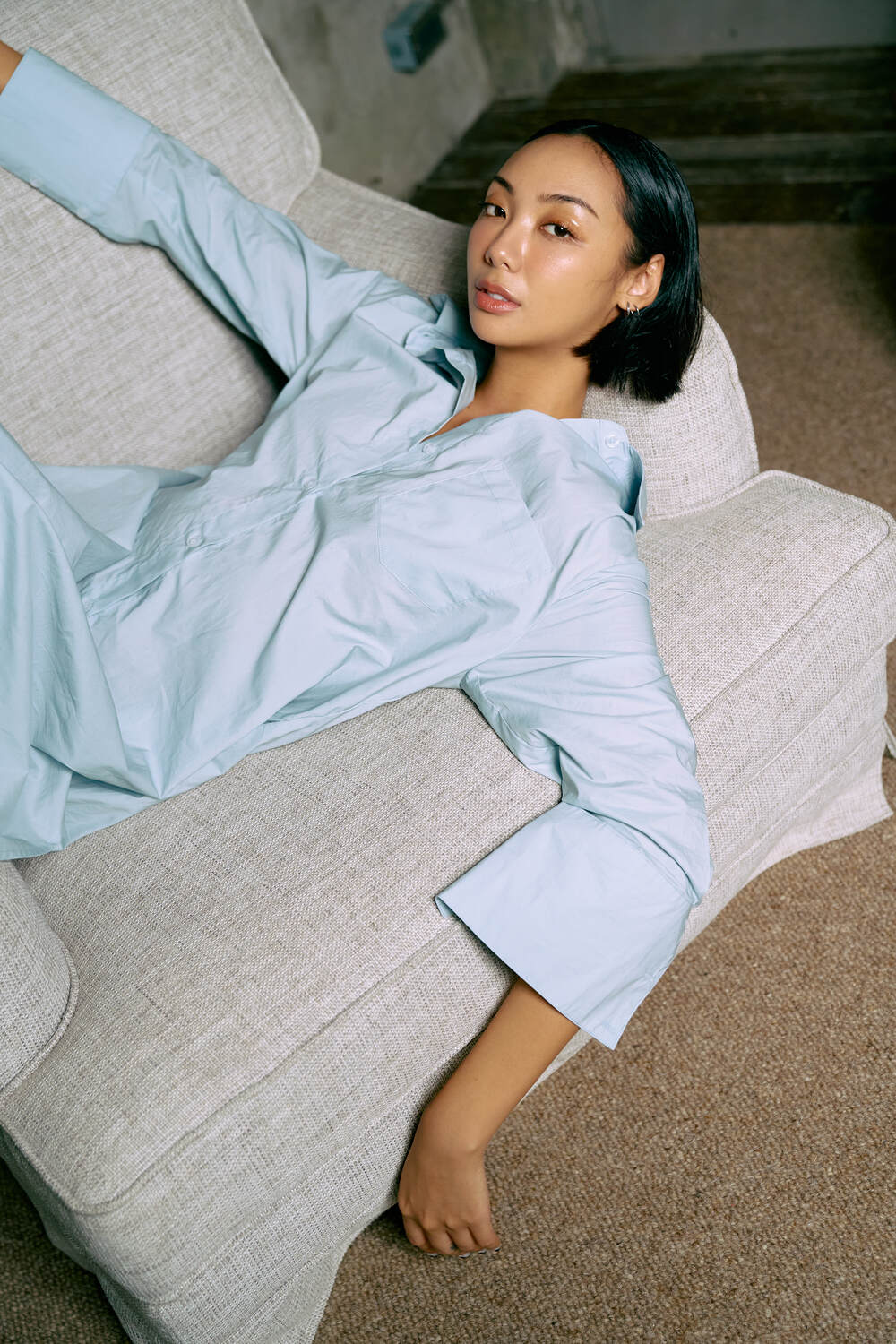 The Eco Edit ~ Relaxed Fit Boyfriend Shirt Dress - Sunrise Blue