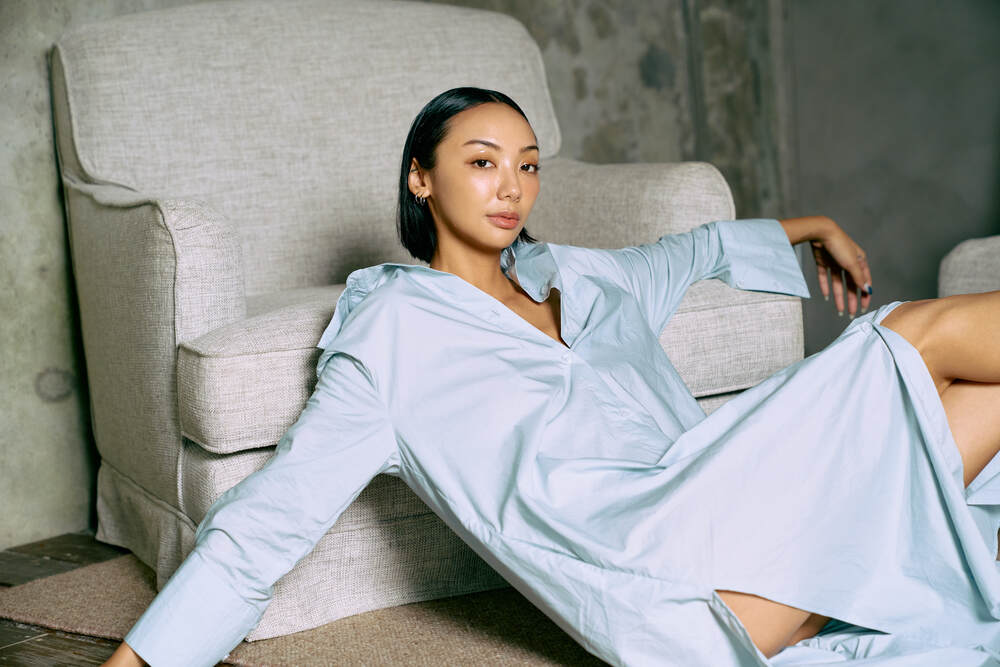 The Eco Edit ~ Relaxed Fit Boyfriend Shirt Dress - Sunrise Blue