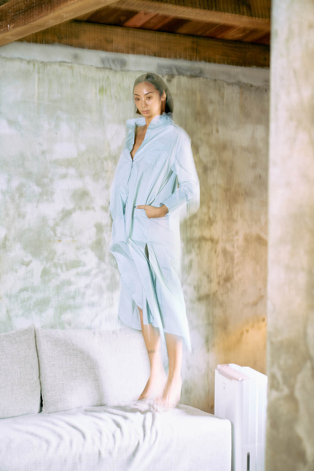 The Eco Edit ~ Relaxed Fit Boyfriend Shirt Dress - Sunrise Blue