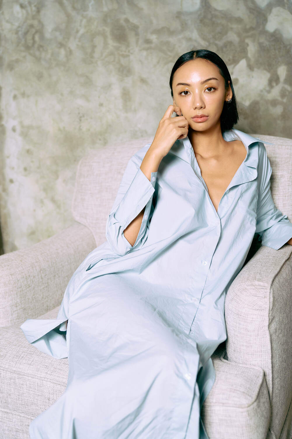 The Eco Edit ~ Relaxed Fit Boyfriend Shirt Dress - Sunrise Blue