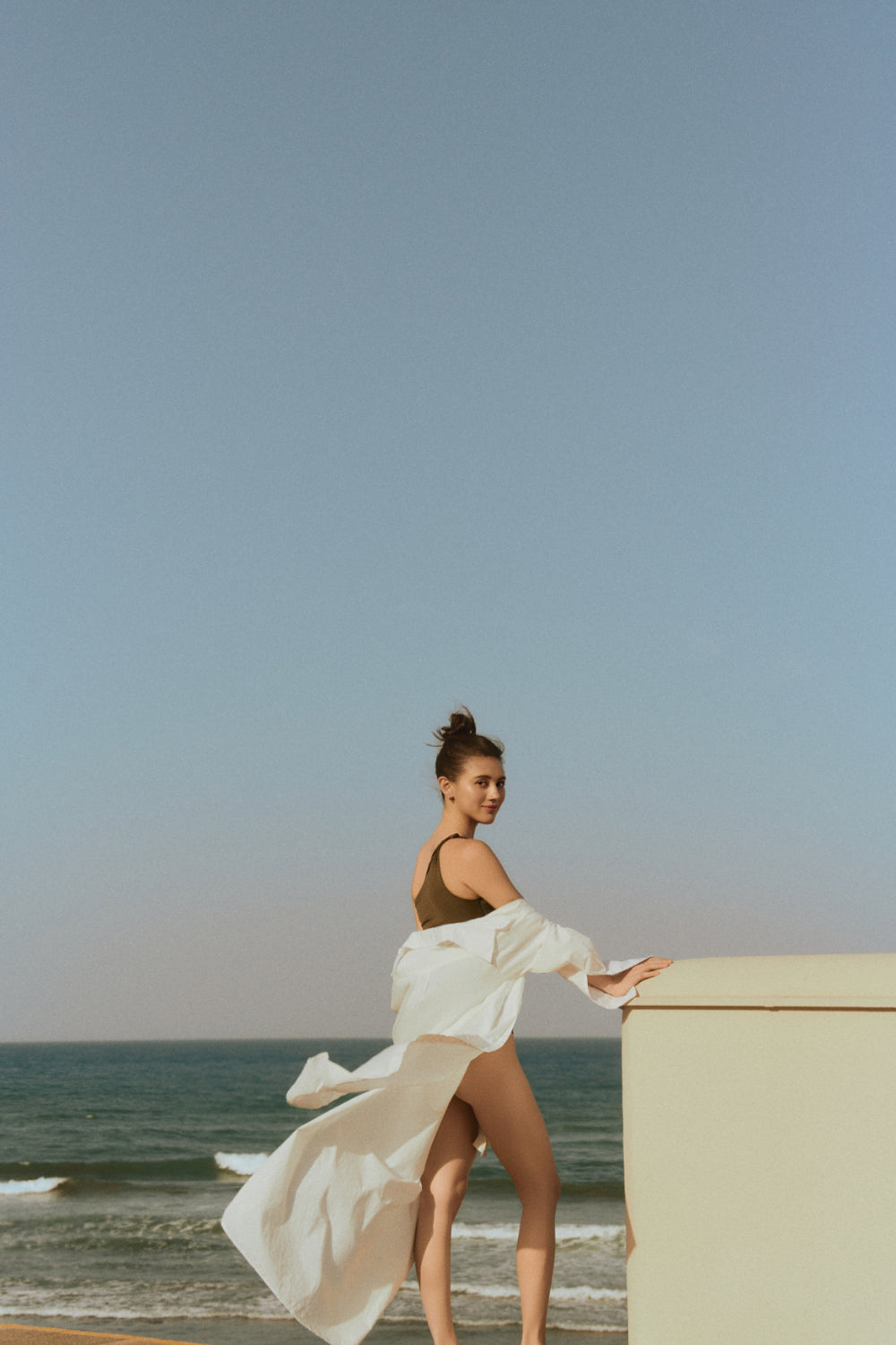 Christina x HÁI 複膚/珠光 | 單肩扭結連身泳裝 - 玉翡綠