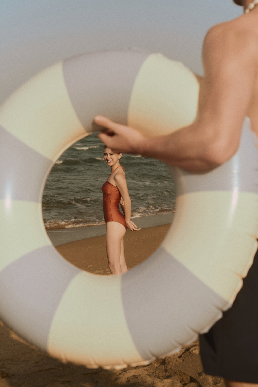 Christina x HÁI | Halter Ruched One-Piece Swimsuit - Peruvian Amber