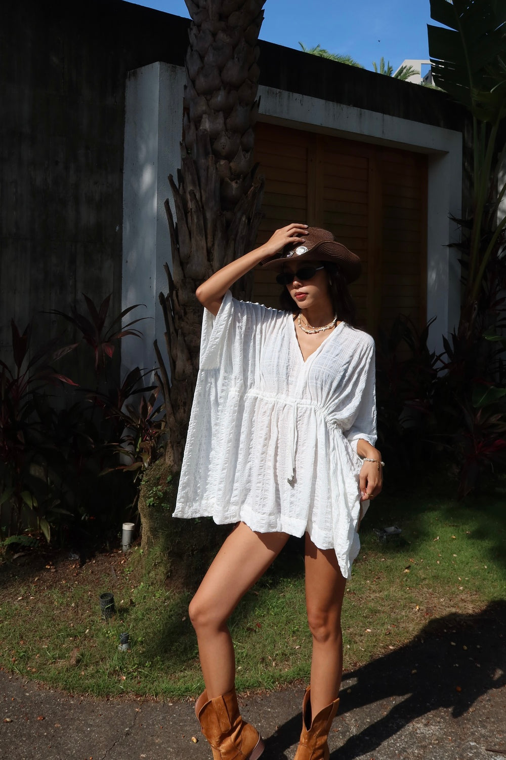 橫編直率|海島渡假罩衫- 極光白