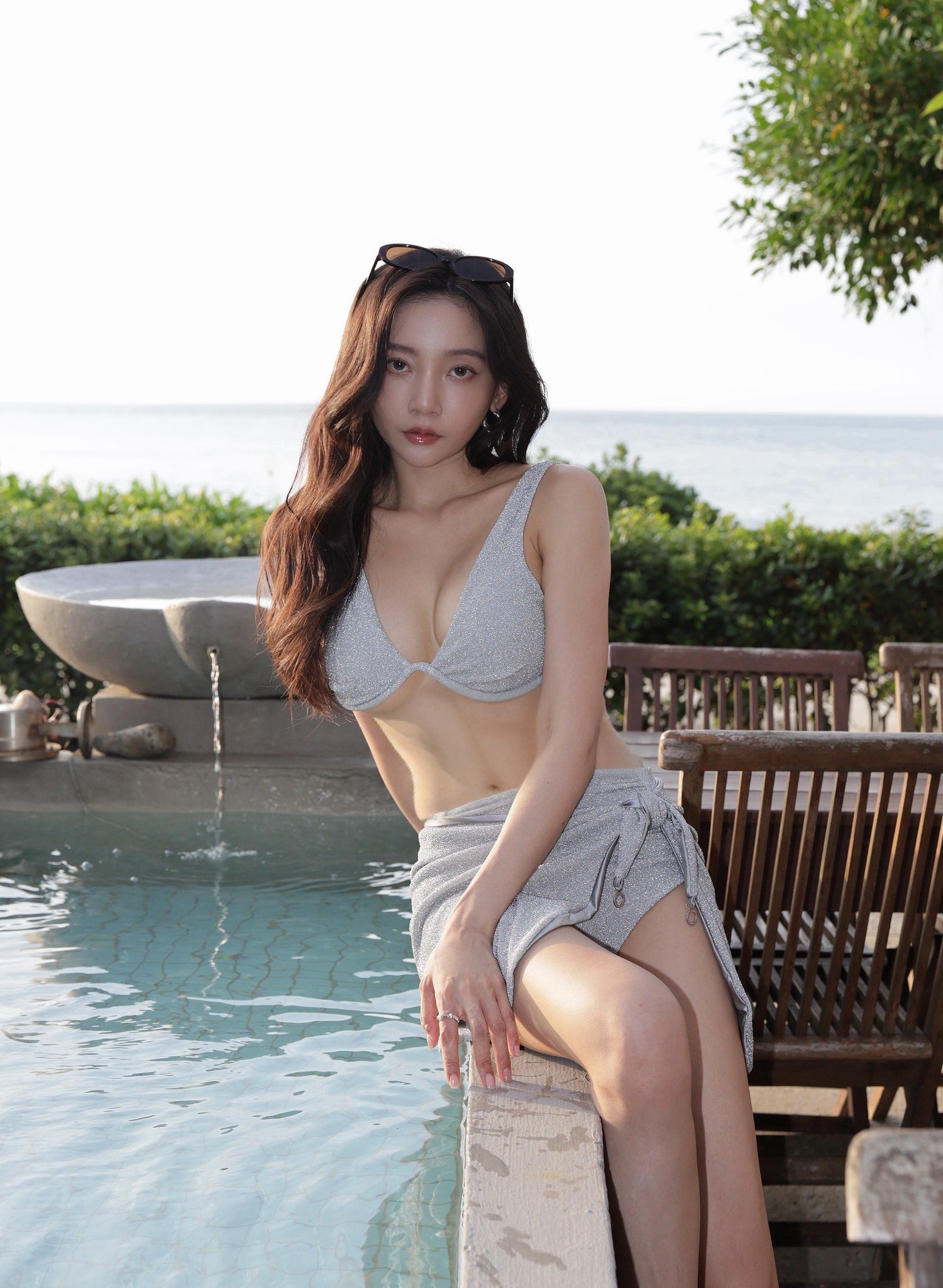 Stardust | High Slit Mini Skirt - Starry White