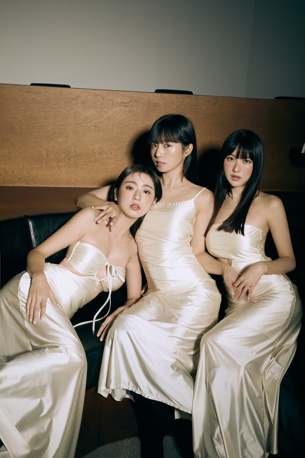 Second Skin | Satiny - Strapless Cut-off Maxi Dress - Pearl White