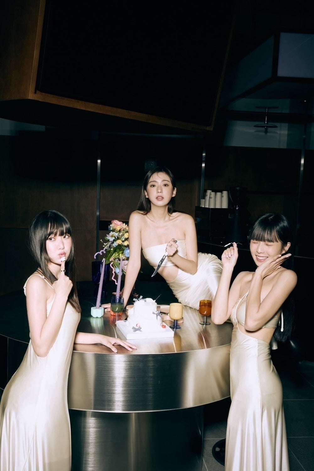 Second Skin | Satiny - Strapless Cut-off Maxi Dress - Pearl White