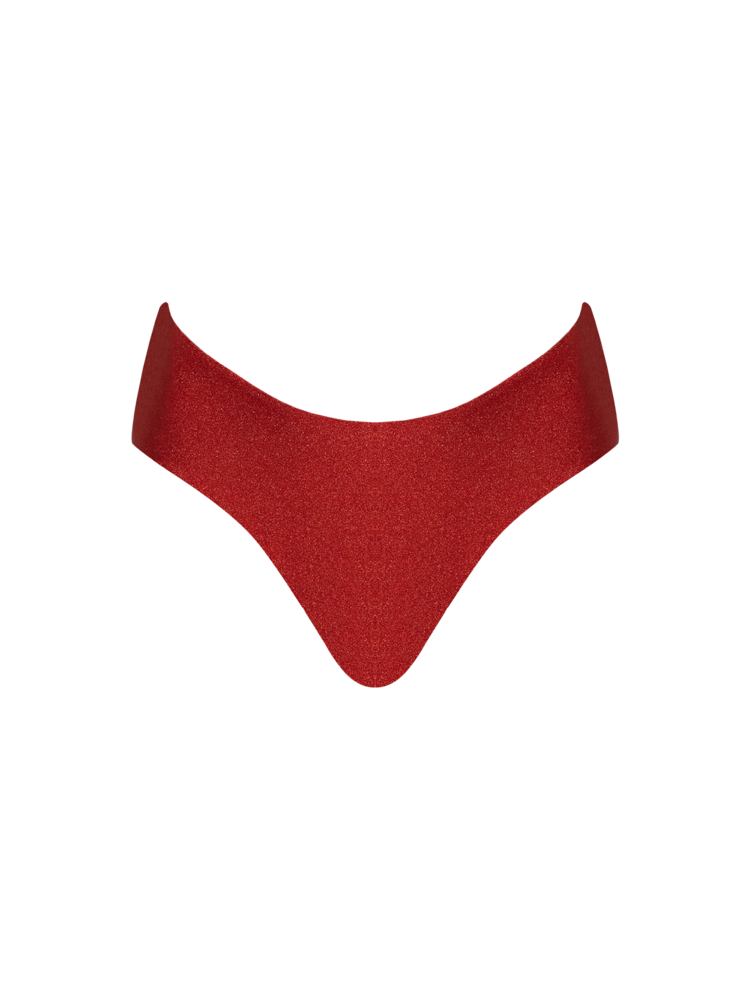 Second Skin | Shimmer ~ Mini Brief Bikini Bottom - Garnet Red