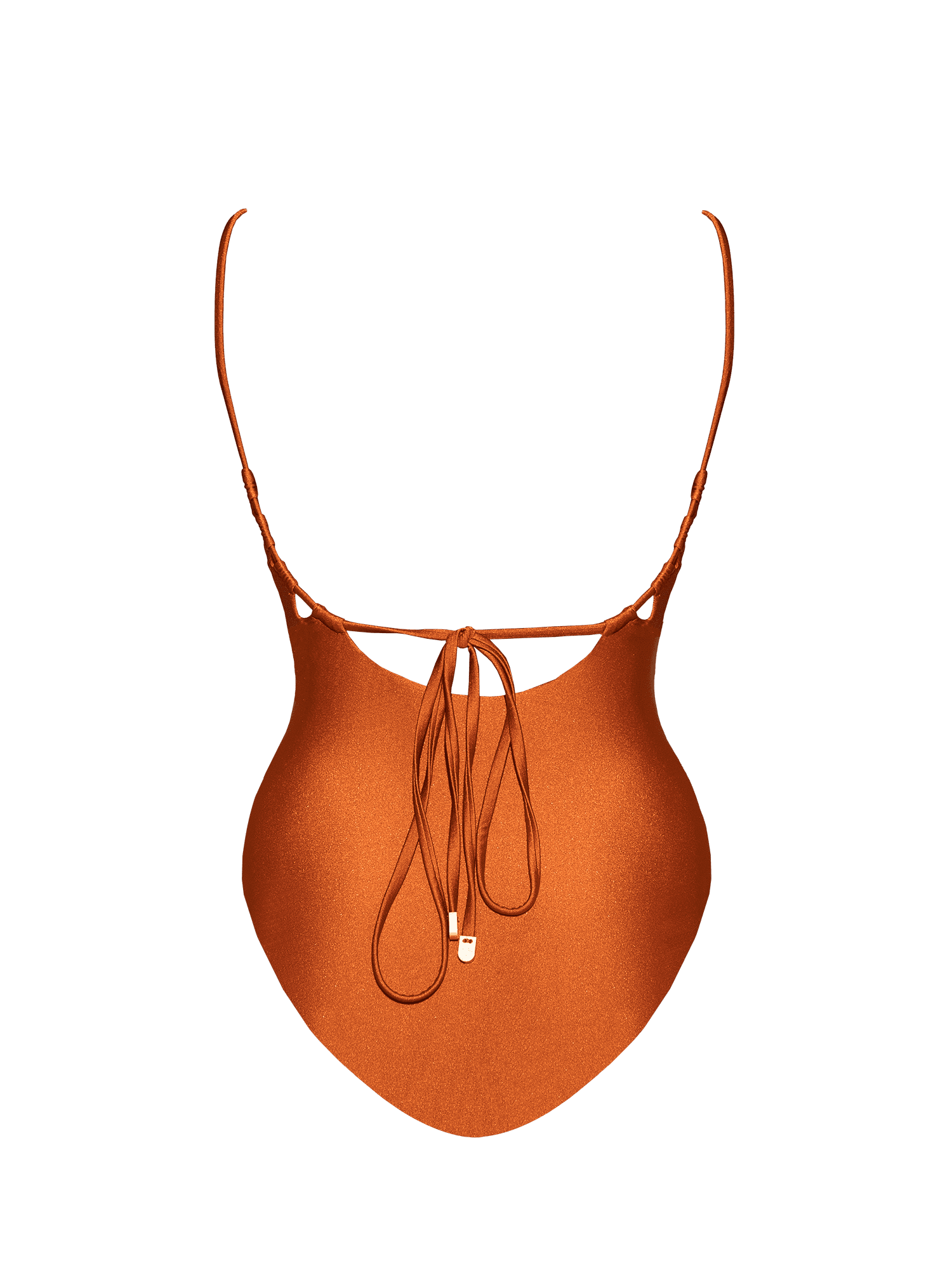 複膚/珠光 ~ 好萊塢深V露背泳裝 - 琥珀橘