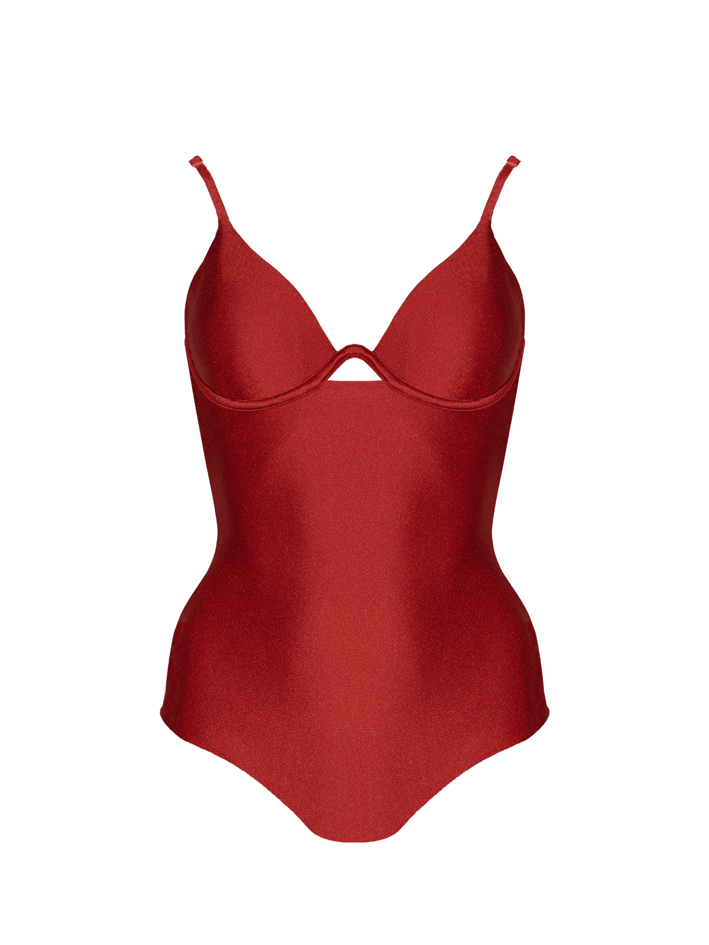 Second Skin|Shimmer ~ W-shaped Underwire One-Piece - Garnet Red