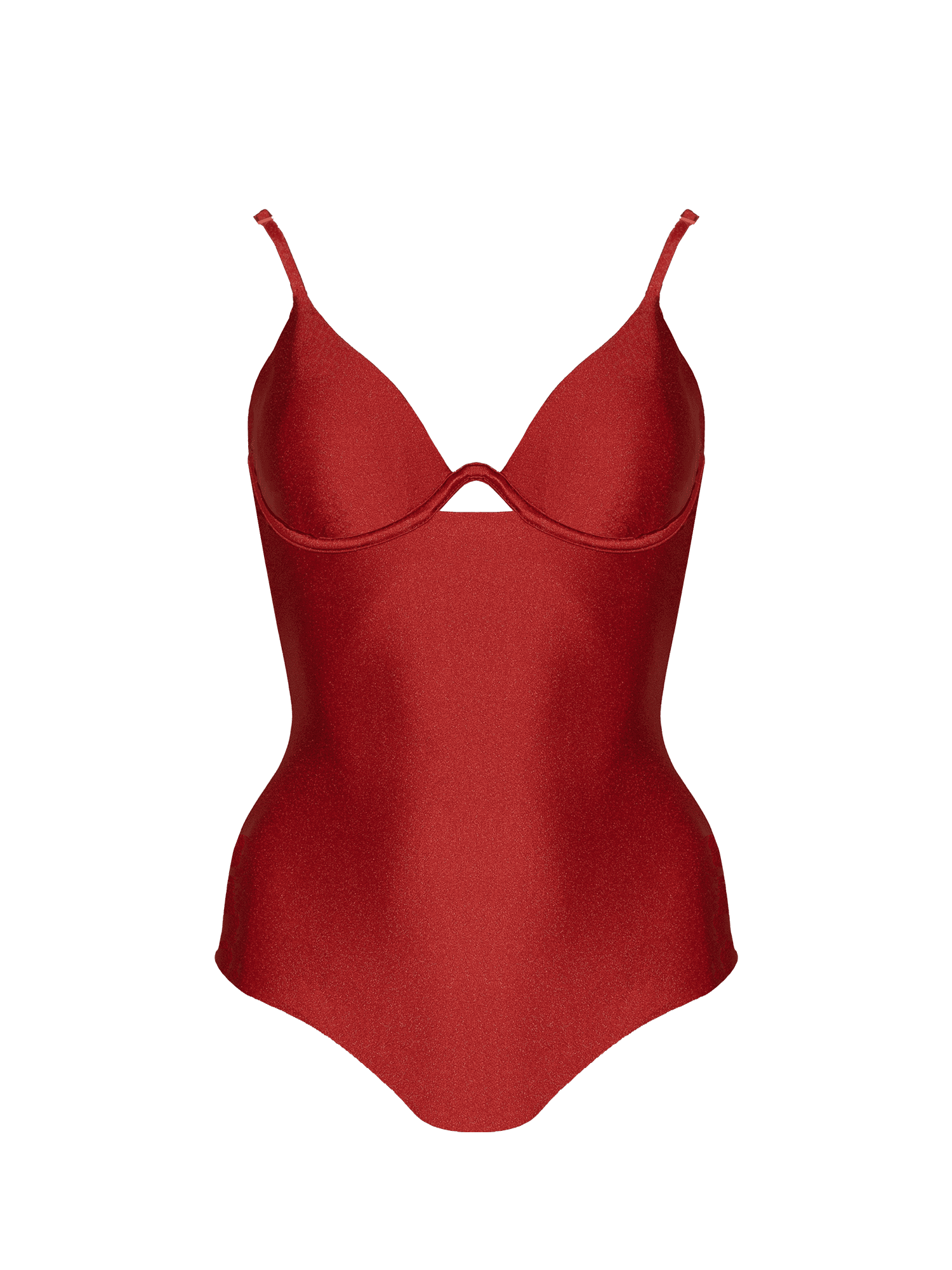 Second Skin | Shimmer ~ W-shaped Underwire One-Piece - Garnet Red