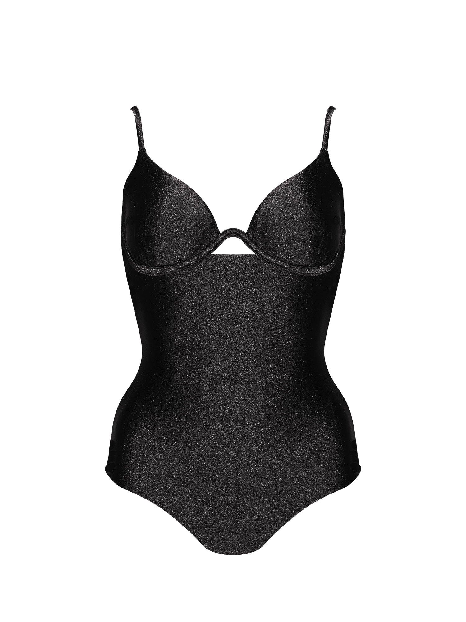 Second Skin | Shimmer ~ W-shaped Underwire One-Piece - Onyx Black