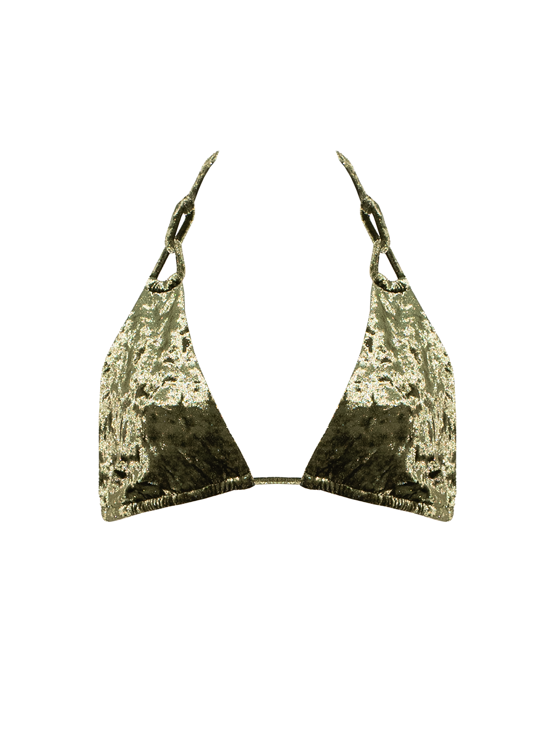 Coral Mirage | Triangle Bikini Top with Hoops ~ Velvet Green